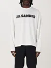 Jil Sander Men White Crewneck Sweatshirt With Contrasting Logo Print At The Front In Cotton Man In White