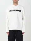 Jil Sander Men White Crewneck Sweatshirt With Contrasting Logo Print At The Front In Cotton Man In White