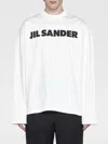 Jil Sander Men White Crewneck Sweatshirt With Contrasting Logo Print At The Front In Cotton Man In 白色