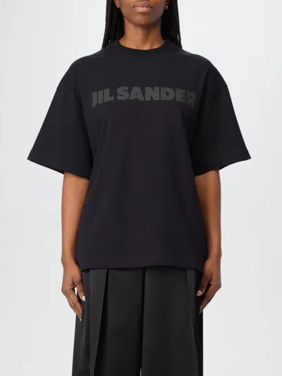 Jil Sander Logo Cotton T-shirt In Black