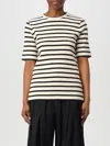 Jil Sander Black And White Knitted Striped T-shirt In Cotton Woman In White