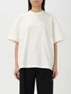 Jil Sander White Crewneck T-shirt With Tonal Logo Print On The Front In White