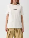 Jil Sander White T-shirt With Contrasting Logo Print In Yellow Cream