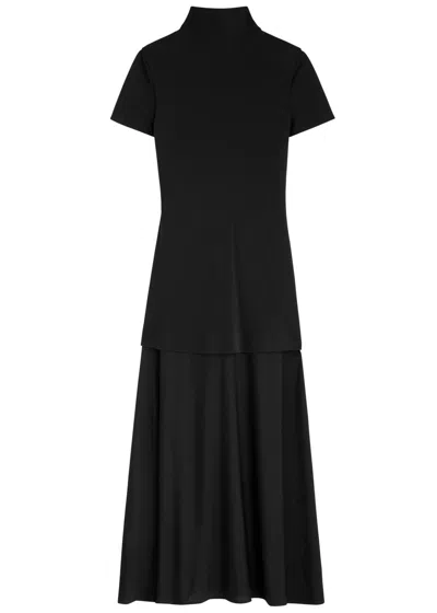 Jil Sander High-neck Viscose Midi Dress In Black