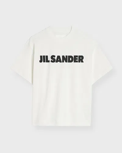 Jil Sander Cotton T-shirt With Bold Logo And Classic Cut In White