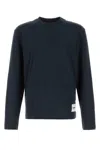Jil Sander Men Blue Cotton Crewneck Sweatshirt With Logo Label On The Shoulder