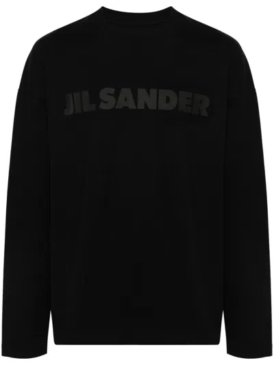 Jil Sander Relaxed-fit Cotton T-shirt With Tonal Logo Print In Black