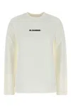 Jil Sander Crew Neck Long Sleeve Boxy Fit Printed Logo Sweatshirt In White