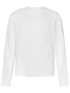 Jil Sander Long-sleeved White Cotton Jersey With Leather Patch In White