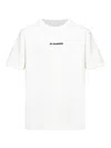 Jil Sander Men White Crewneck T-shirt With Logo Lettering On The Front In Cotton Man In White