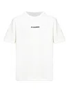 Jil Sander Men White Crewneck T-shirt With Logo Lettering On The Front In Cotton Man In White