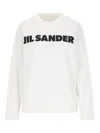 Jil Sander Crew Neck Long Sleeves T-shirt With Ribbed Collar And Printed Logo On The Front Clothing In White