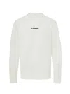Jil Sander Long-sleeved Cotton T-shirt With Black Front Printed Logo In White