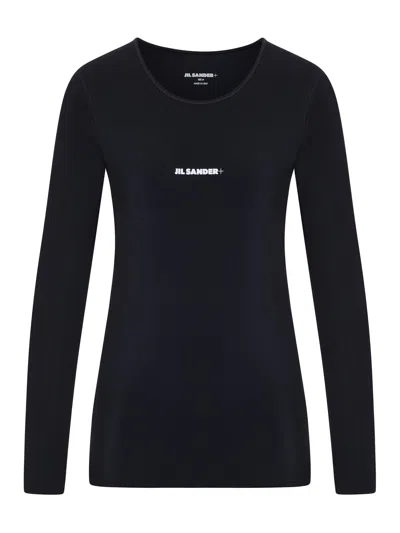Jil Sander T-shirt Wide Neck In Black