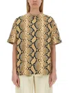 Jil Sander Relaxed Fit T-shirt With Snake Skin Motif In Hazel