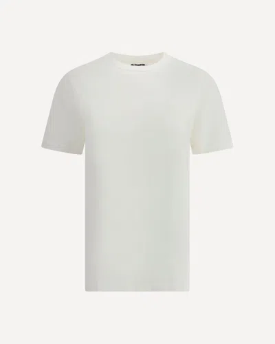 Jil Sander T-shirt With Leather Patch In White