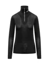 Jil Sander Printed Logo Zipped Turtleneck Top