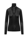 Jil Sander Printed Logo Zipped Turtleneck Top