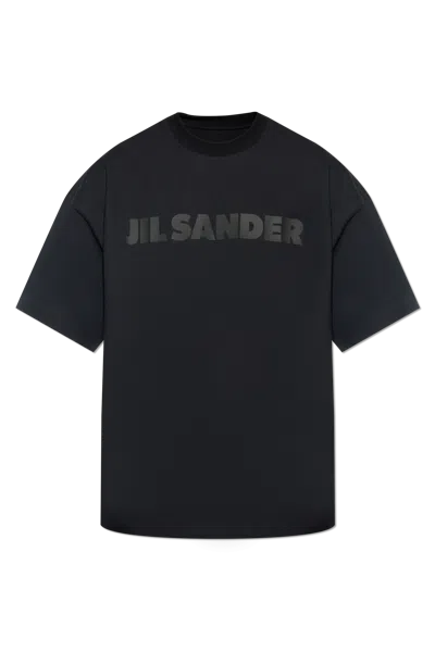 Jil Sander Cotton Jersey Logo T-shirt In Black