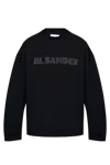 Jil Sander Men Black Long Sleeve T-shirt With Front Logo Print In Cotton Man