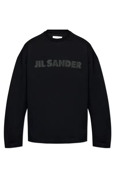 Jil Sander Relaxed-fit Cotton T-shirt With Tonal Logo Print In Black