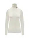 Jil Sander High-neck Long Sleeve Top With Logo Detail In White