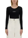Jil Sander Crop Top With Long Sleeves And Crew Neck