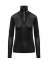 Jil Sander Printed Logo Zipped Turtleneck Top In Black