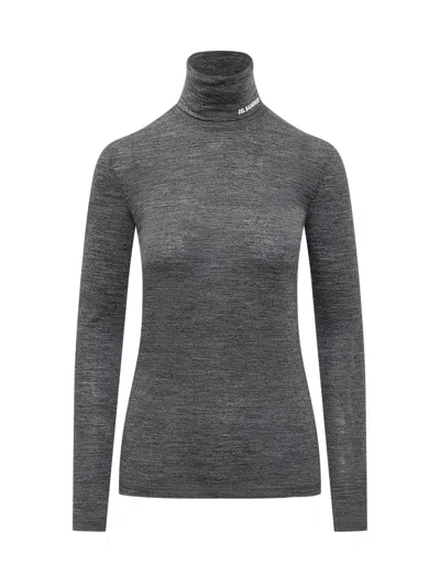 Jil Sander Gray Lightweight Technical Wool Turtleneck In 028 Dark Grey