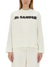 Jil Sander White Logo-print Blouse In Porcelain