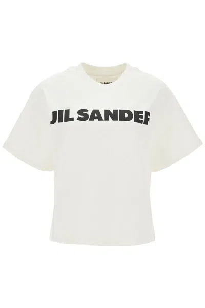 Jil Sander T-shirt With Logo Print In Bianco