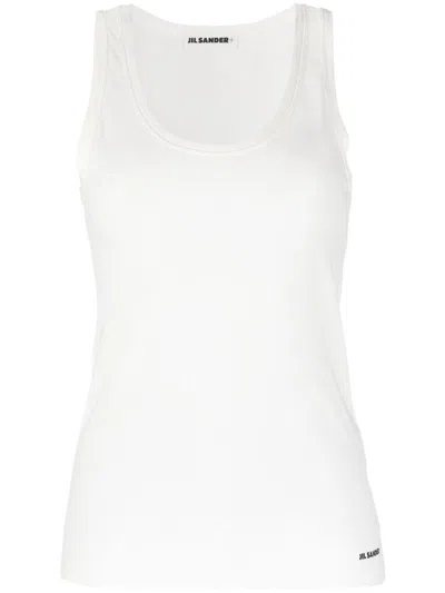 Jil Sander Logo-print Cotton Tank Top In White