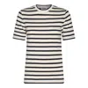 Jil Sander Black And White Knitted Striped T-shirt In Cotton Woman