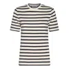 Jil Sander Black And White Knitted Striped T-shirt In Cotton Woman