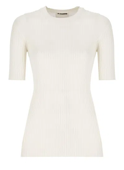 Jil Sander Ribbed Crew-neck T-shirt In Gray