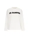 Jil Sander Crew Neck Long Sleeves T-shirt With Ribbed Collar And Printed Logo On The Front Clothing In Metallic