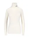 Jil Sander Logo Wool Blend Jersey Turtleneck Top In White