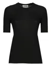 Jil Sander Ribbed Short-sleeve Top In Black