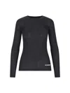 Jil Sander Logo Print Slim Fit Long-sleeved Top In Black