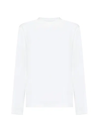 Jil Sander Long Sleeve Cotton Sweater In Coconut