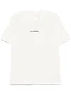 Jil Sander Men White Crewneck T-shirt With Logo Lettering On The Front In Cotton Man In Neutral