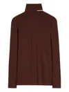 Jil Sander Brown Lightweight Wool Blend High-neck T-shirt In Burgundy