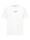 Jil Sander Men White Crewneck T-shirt With Logo Lettering On The Front In Cotton Man In White