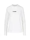 Jil Sander Crew Neck Long Sleeve Boxy Fit Printed Logo Sweatshirt In White
