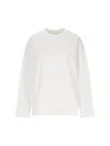 Jil Sander White Cotton Jersey Sweashirt With Embossed Logo In White