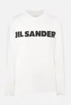 Jil Sander Cropped Long-sleeved Top With Minimalist Design And Logo In White