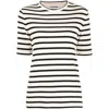 Jil Sander Black And White Knitted Striped T-shirt In Cotton Woman In Multicolor