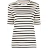 Jil Sander Black And White Knitted Striped T-shirt In Cotton Woman In Multicolor