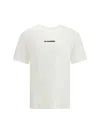 Jil Sander Men White Crewneck T-shirt With Logo Lettering On The Front In Cotton Man In Neutral