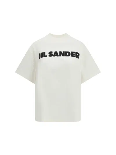 Jil Sander Cotton T-shirt With Bold Logo And Classic Cut In White